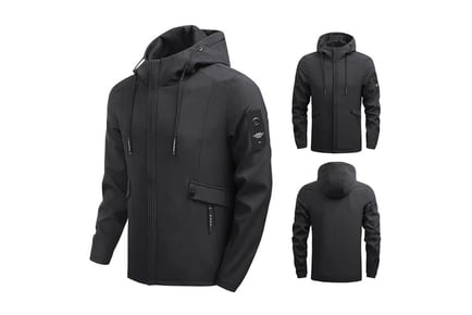 Men's Lightweight Hooded Coat - Black, Grey or Khaki