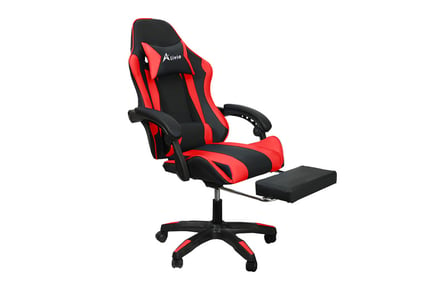 360° reclining swivel gaming chair with footrest & massager, Red