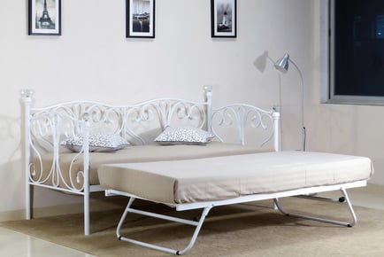 Olivia White Day Bed - Trundle & Mattress Options