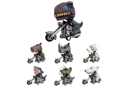 Kid's Pull Back Animal Motorbike Toy - Dinosaur, Tiger, Shark & More