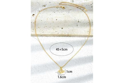 Gold Tone Planet Hollow Pendant Necklace
