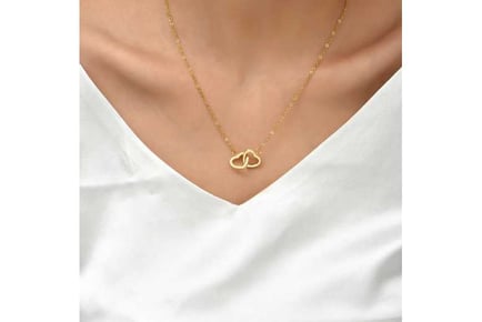 Gold Crystal Linked Heart Necklace