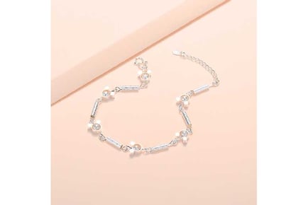 Silver Mickey Minnie Anklet with CZ