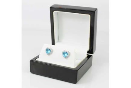 Blue Tourmaline Heart Cut Stud Earrings
