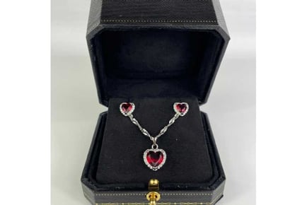 Heart Cut Stud Earrings & Necklace Set