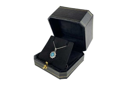 Round Cut Blue Topaz Sunflower Necklace