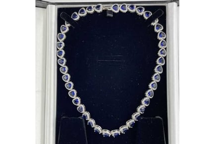 Blue Sapphire Heart Cut Necklace