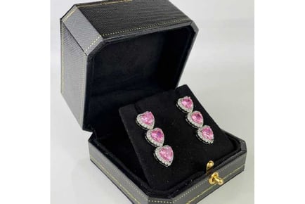 Pink Tourmaline Heart Cut Earrings