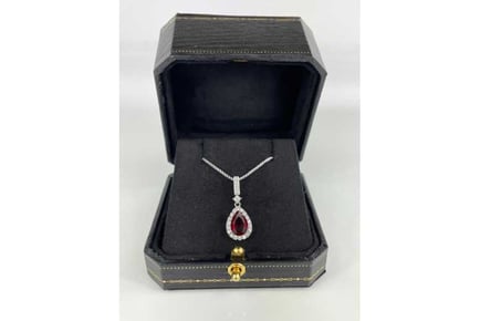 Pear Cut Red Ruby Pendant Necklace