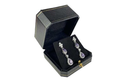 Purple Amethyst Pear Cut Stud Earrings
