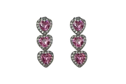 Heart Cut Pink Necklace & Earrings