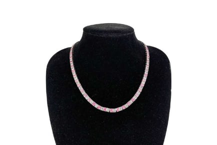 Square Cut Pink Tourmaline Necklace