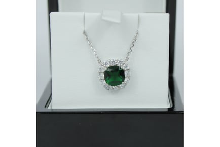 Emerald Green Cushion Cut Pendant