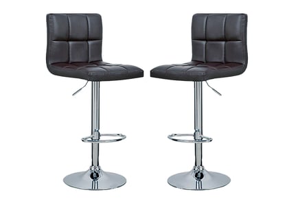 Set of 2 Fabric or PU Leather Oxford Bar Stools - Black or Grey!