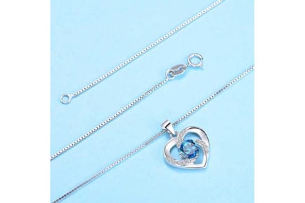 925 Round Cut Blue Heart Swirl Necklace