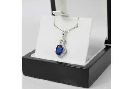 Blue Sapphire Oval Cut Pendant Necklace