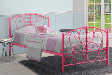 3FT Children's Metal Spiral Bed Set - White or Pink
