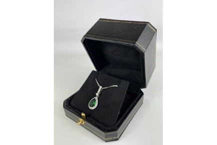 Pear Cut Emerald Created Diamond Pendant