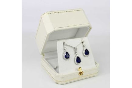 Blue Sapphire Pear Cut Jewellery Set