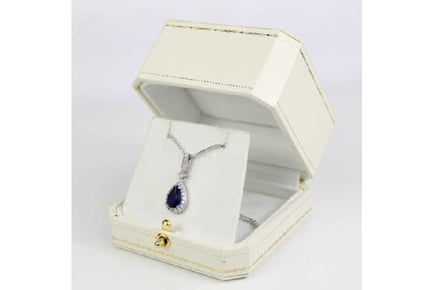 Blue Sapphire Pear Cut Pendant Necklace