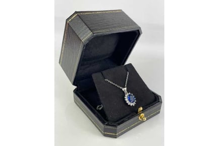 Oval Cut Blue Sapphire Pendant Necklace