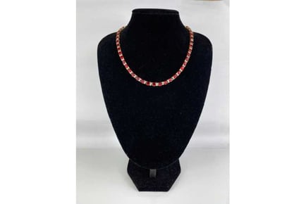 Oval Cut Red Ruby Round Cut Necklace