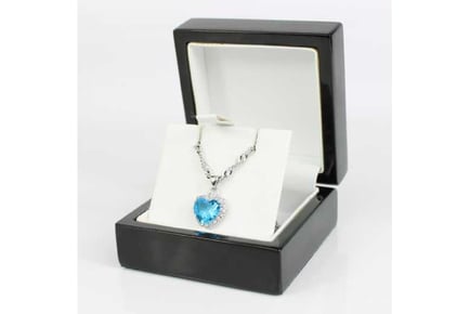 Blue Topaz Heart Cut Necklace