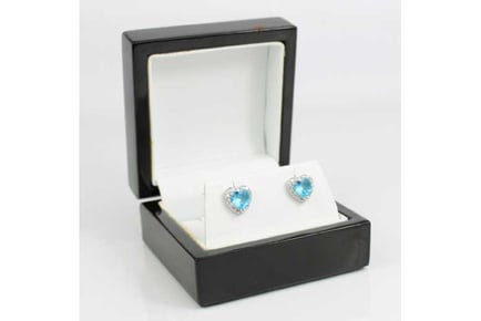 Blue Tourmaline Heart Cut Stud Earrings