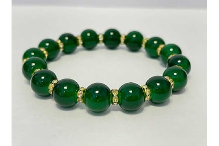 Women Green Round Jade Beads Bracelet