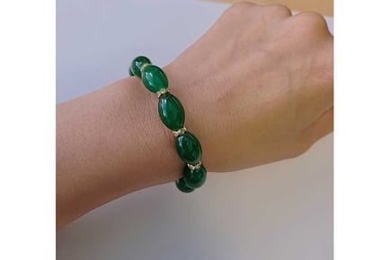 Green Oval Jade Beads Bracelet