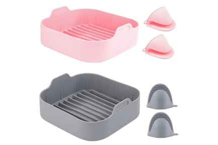 Reusable Silicone Air Fryer Basket with Heat-Proof Gloves