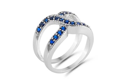 Blue Cubic Infinity Gem Stones Ring