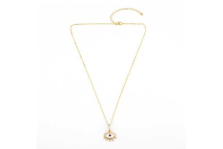 Diamond Eye Zircon Necklace in Gold Tone