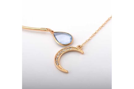 Teardrop and Moon Open front Necklace