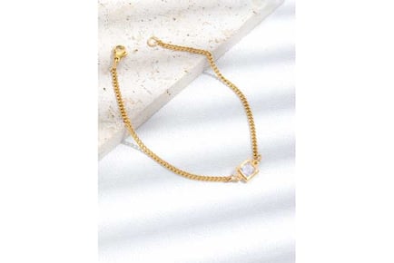 Princess Cut Crystal Gold Tone Bracelet