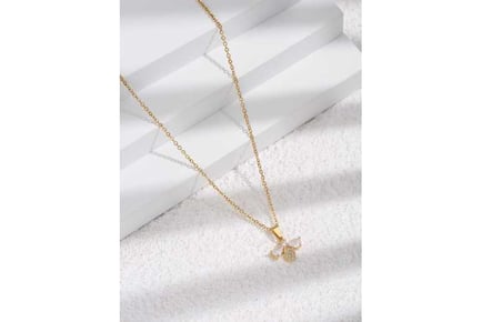 Bee Design Zircon Crystal Gold Necklace