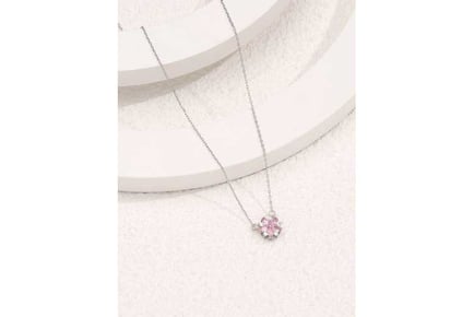 Flower Sakura Crystal Silver Necklace