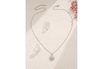 Sunflower Crystal Silver Necklace