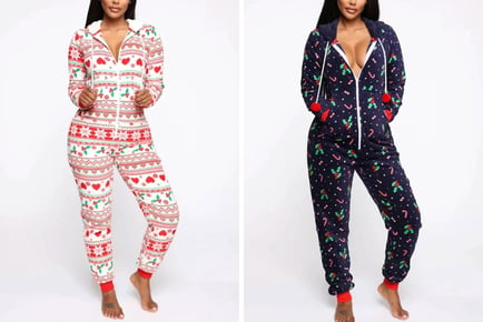 Women's Christmas Hooded Onesie - White or Navy!