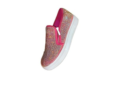 Women's Bling Crystal Slip On Trainers - Pink, Gold or Silver