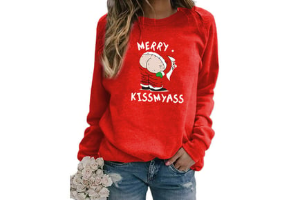 Merry 'KissMyAss' Novelty Christmas Jumper - 6 Colours!