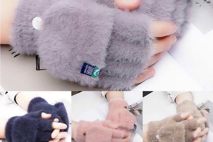 Women's Fingerless Gloves With Flap - 4 Colours