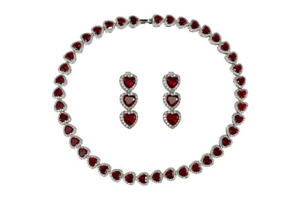 Red Ruby Heart Cut shape Jewellery set