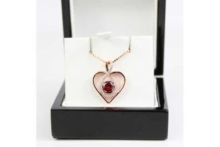 Ruby Heart Cut Infinity Swirl Necklace