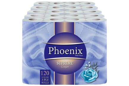 Phoenix Soft Supreme Luxury Quilted White Toilet Rolls, 120 Rolls