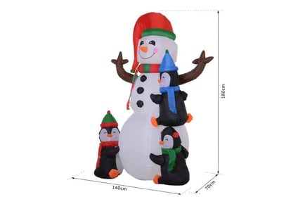 HOMCOM Inflatable Snowman and Penguins