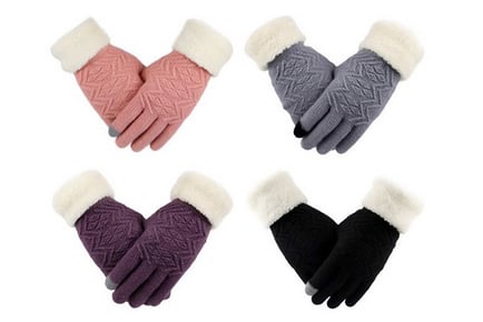 Womens Warm Knitted Gloves - 4 Colours!