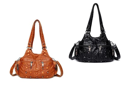 Ladies Leather Look Shoulder Tote Bag - 2 Colours!