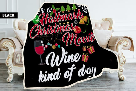 Christmas Flannel Blanket - Wine Red, Grey, Black