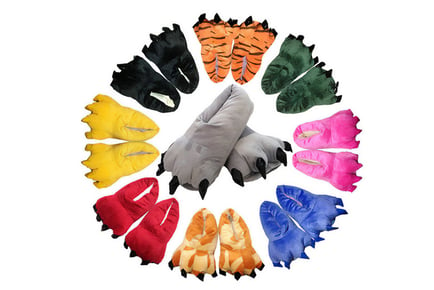 Cartoon Animal Paw Plush Slippers - 9 styles, multiple sizes